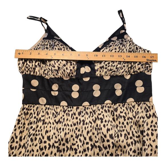OC by OC Babydoll Dress Womens Large 100% Silk Leopard Polka Dot Print Retro - Picture 8 of 10